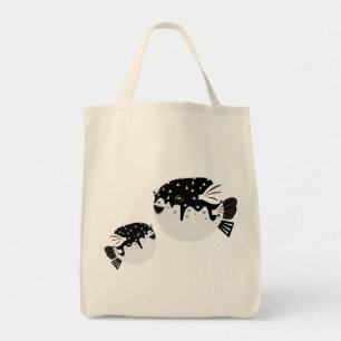Bolso De Tela Ilustración de pez globo derpy adorable en camiset