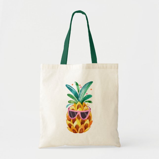 Bolso De Tela Ilustracion de piña acuarela (Frente)