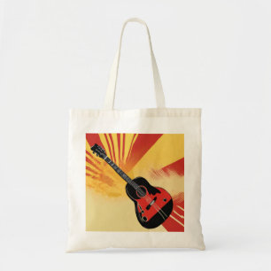 Bolso De Tela Ilustracion de pintura de guitarra pop Art Retro v