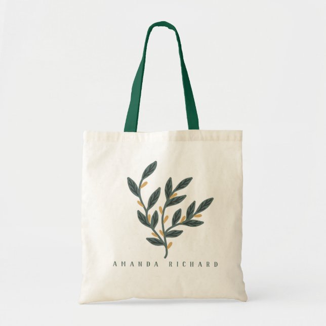 Bolso De Tela Ilustracion de planta de hoja (Frente)