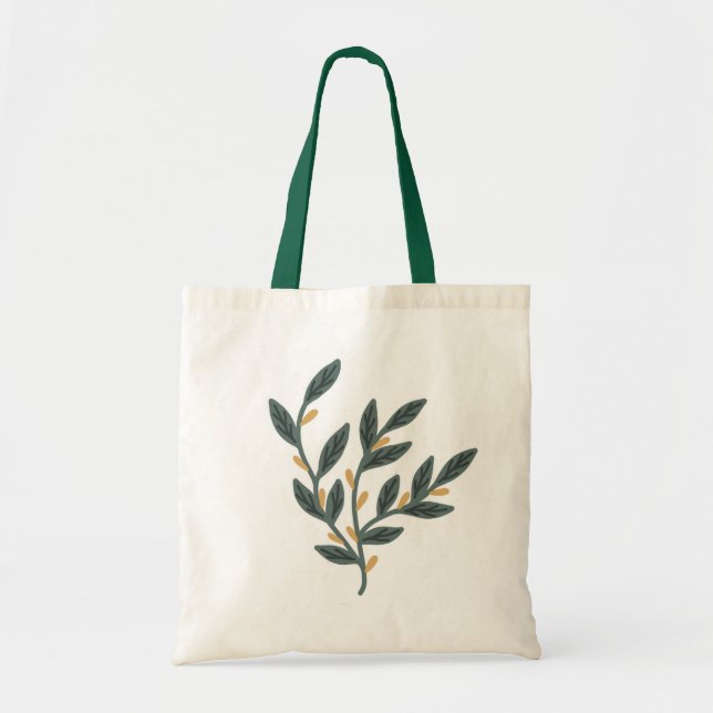 Bolso De Tela ilustracion de planta de hoja (Frente)