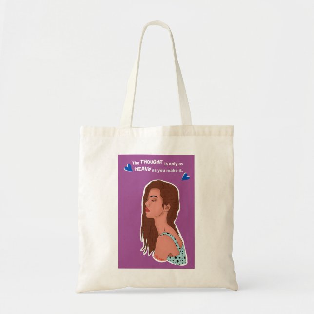 Bolso De Tela Ilustracion de portait de pensamiento de la mujer (Frente)