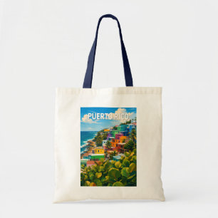 Bolso De Tela Ilustración de Puerto Rico Arte de Viaje Vintage