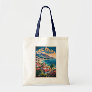 Bolso De Tela Ilustración de Puerto Vallarta México Arte de Viaj
