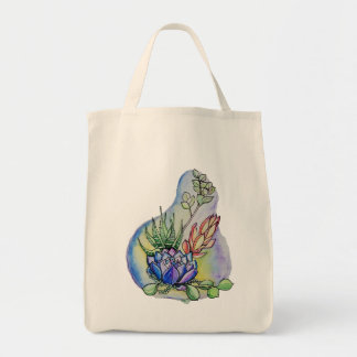 Bolso De Tela Ilustración de ramo de suculentas en acuarela