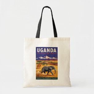Bolso De Tela Ilustración de safari en Uganda Arte de viaje vint