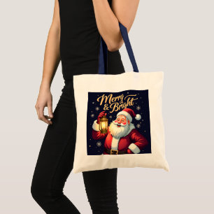 Bolso De Tela Ilustración de Santa Claus alegre sosteniendo una