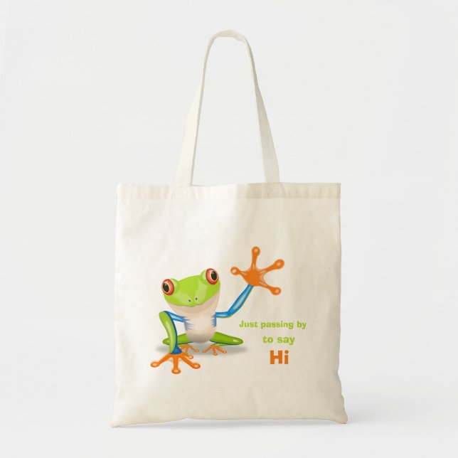 Bolso De Tela Ilustracion de sapo rojo ondeando (Frente)