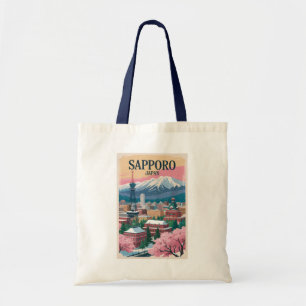 Bolso De Tela Ilustración de Sapporo Japón Arte de Viaje Vintage
