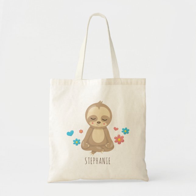Bolso De Tela Ilustracion de sentados de yoga de meditación eslo (Frente)