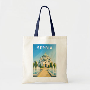 Bolso De Tela Ilustración de Serbia Viaje Arte Vintage
