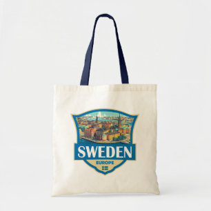Bolso De Tela Ilustración de Suecia Insignia Retro