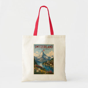 Bolso De Tela Ilustración de Suiza Viajes Arte Vintage