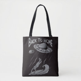 Bolso De Tela ilustración de surf de ovni alienígena con volver