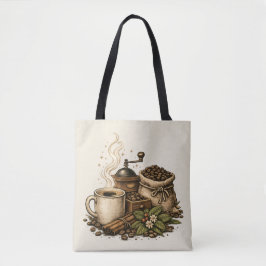 Bolso De Tela Ilustración de taza de café vintage