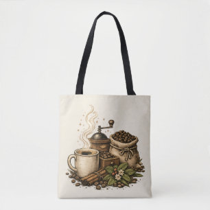 Bolso De Tela Ilustración de taza de café vintage