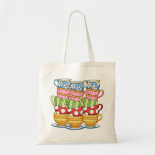 Bolso De Tela Ilustración de té de tazas apiladas