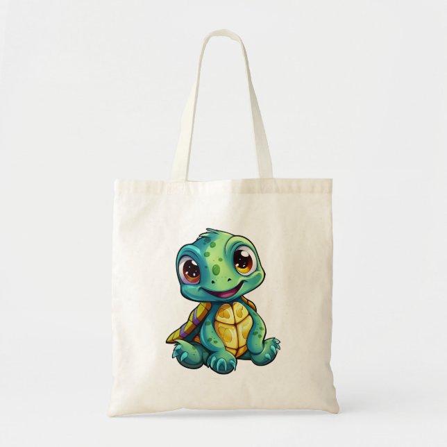 Bolso De Tela ilustracion de tortuga personalizado (Frente)