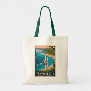 Bolso De Tela Ilustración de Traverse City Michigan Arte de Viaj