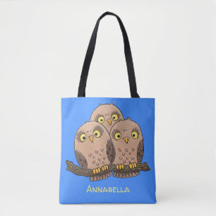 Bolso De Tela Ilustracion de trío de búho lindo