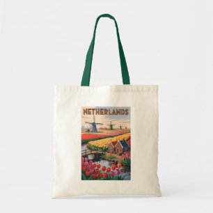 Bolso De Tela Ilustración de tulipanes de Holanda Arte de viaje