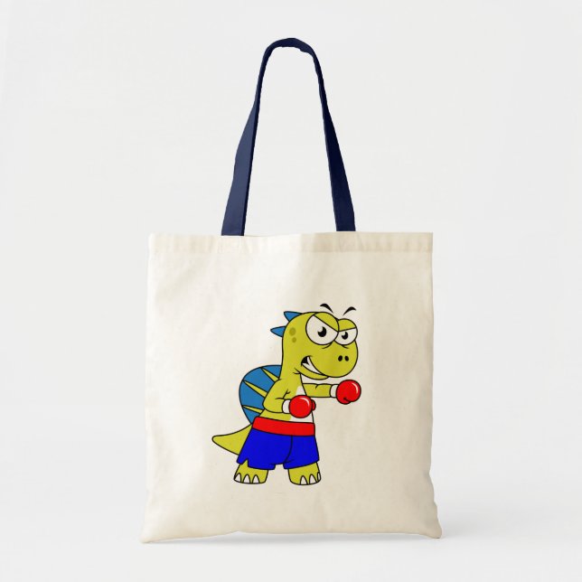 Bolso De Tela Ilustracion De Un Boxeo De Spinosaurus. (Frente)