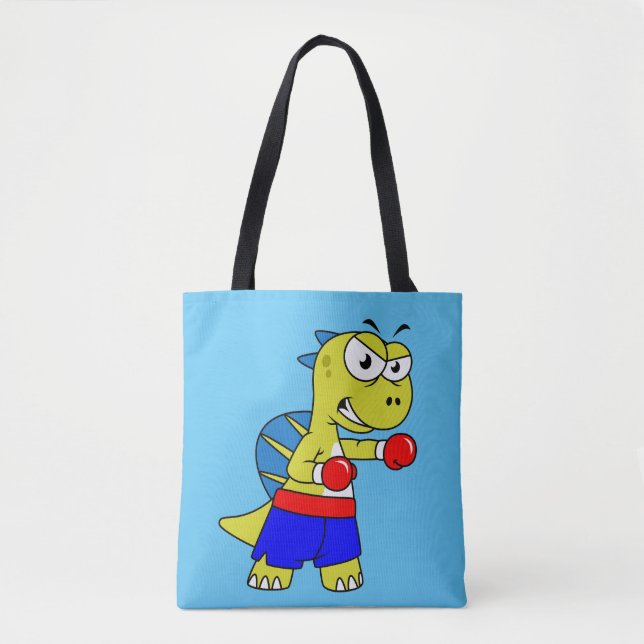 Bolso De Tela Ilustracion De Un Boxeo De Spinosaurus. (Anverso)