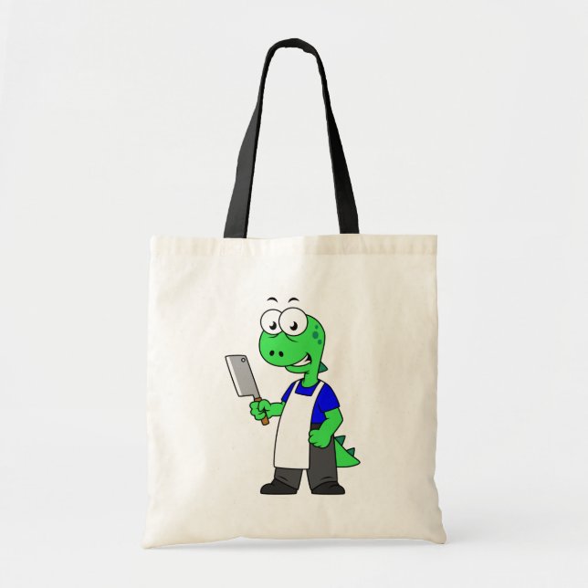 Bolso De Tela Ilustracion De Un Carnicero Tirrannosauro. (Frente)