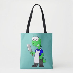 Bolso De Tela Ilustracion De Un Carnicero Tirrannosauro.
