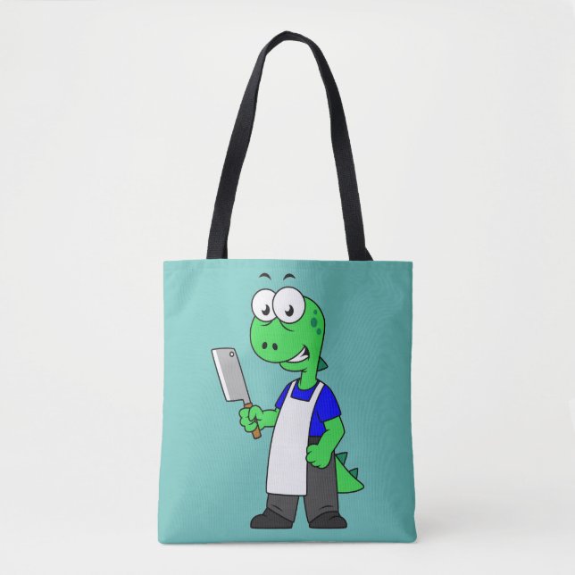 Bolso De Tela Ilustracion De Un Carnicero Tirrannosauro. (Anverso)