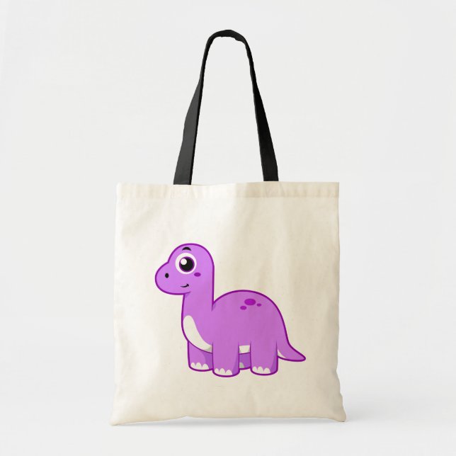 Bolso De Tela Ilustracion De Un Dinosaurio Brontosauro. (Frente)