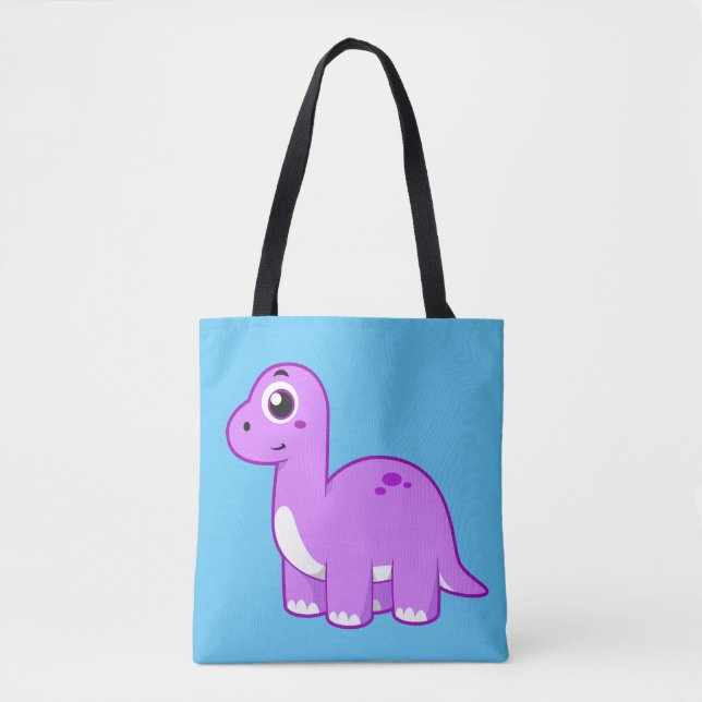Bolso De Tela Ilustracion De Un Dinosaurio Brontosauro. (Anverso)