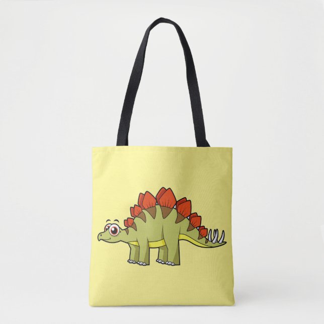 Bolso De Tela Ilustracion De Un Dinosaurio Estegosaurio. (Anverso)
