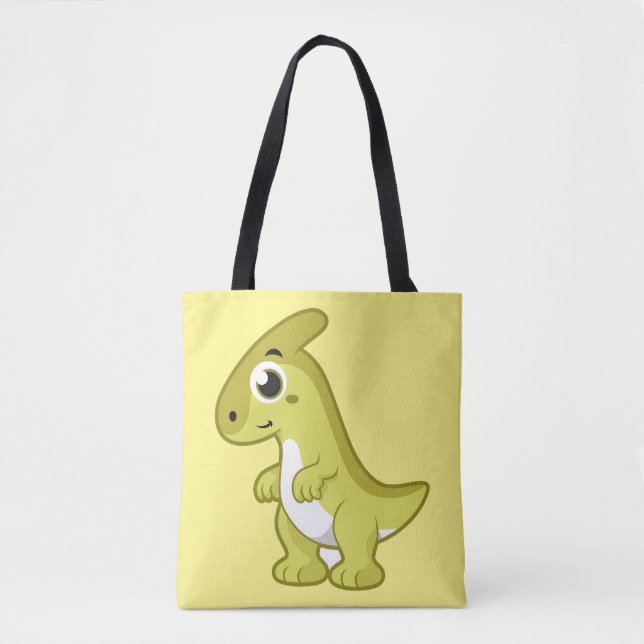 Bolso De Tela Ilustracion De Un Dinosaurio Parasaurolophus. (Anverso)