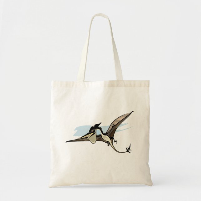 Bolso De Tela Ilustracion De Un Dinosaurio Pteranodon. (Frente)