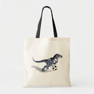 Bolso De Tela Ilustracion De Un Dinosaurio Raptor Jugando Fútbol