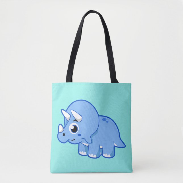 Bolso De Tela Ilustracion De Un Dinosaurio Triceratops. (Anverso)