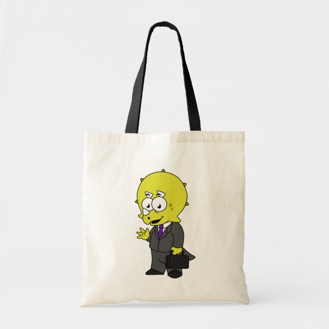 Bolso De Tela Ilustracion De Un Empresario De Triceratops. (Frente)