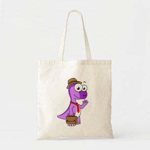 Bolso De Tela Ilustracion De Un Empresario Pachycephalosaurio.