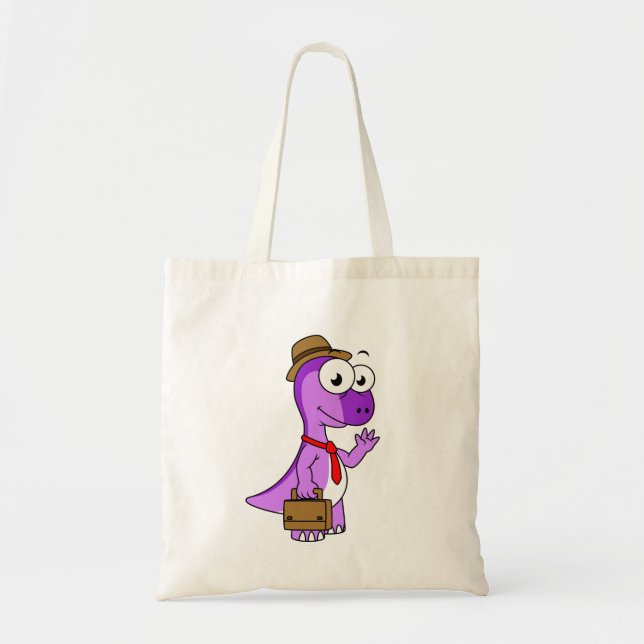 Bolso De Tela Ilustracion De Un Empresario Pachycephalosaurio. (Frente)