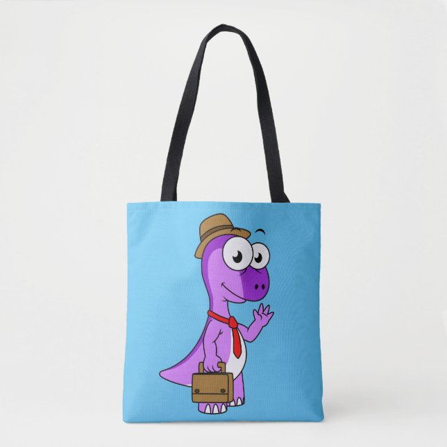 Bolso De Tela Ilustracion De Un Empresario Pachycephalosaurio. (Anverso)