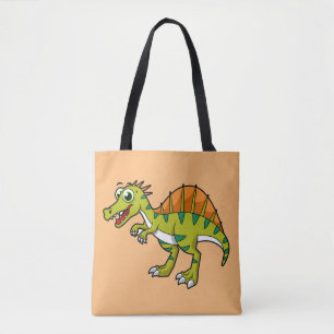 Bolso De Tela Ilustracion De Un Espinosaurio Sonriente.