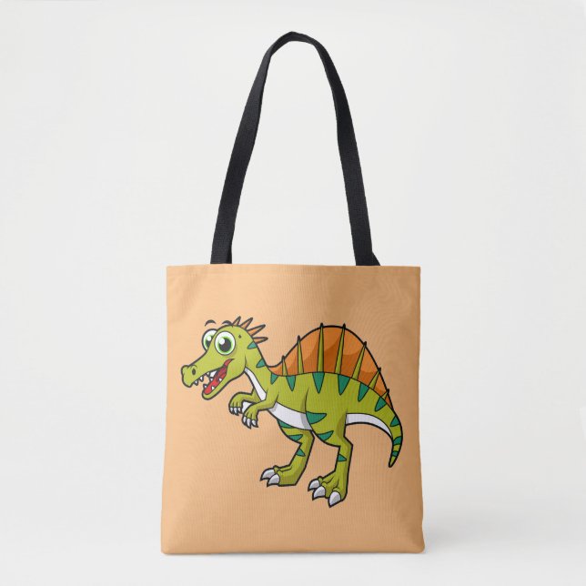 Bolso De Tela Ilustracion De Un Espinosaurio Sonriente. (Anverso)
