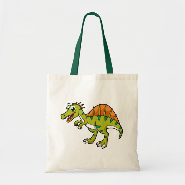 Bolso De Tela Ilustracion De Un Espinosaurio Sonriente. (Frente)