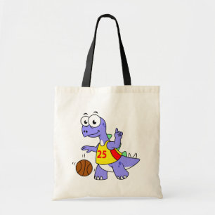 Bolso De Tela Ilustracion De Un Estegosaurio Jugando Baloncesto.
