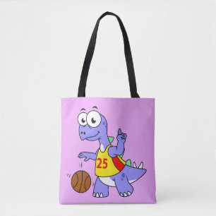 Bolso De Tela Ilustracion De Un Estegosaurio Jugando Baloncesto.