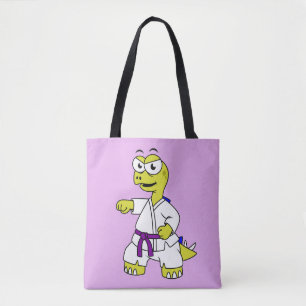Bolso De Tela Ilustracion De Un Estegosaurio Practicando El Kara