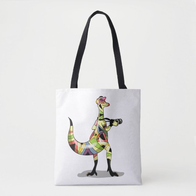 Bolso De Tela Ilustracion De Un Fotógrafo Iguanodon. (Anverso)