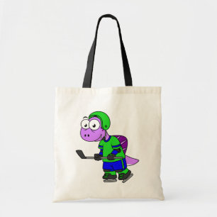 Bolso De Tela Ilustracion De Un Jugador De Hockey Spinosaurus.