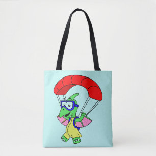 Bolso De Tela Ilustracion De Un Paracaidismo Pterodáctilo.